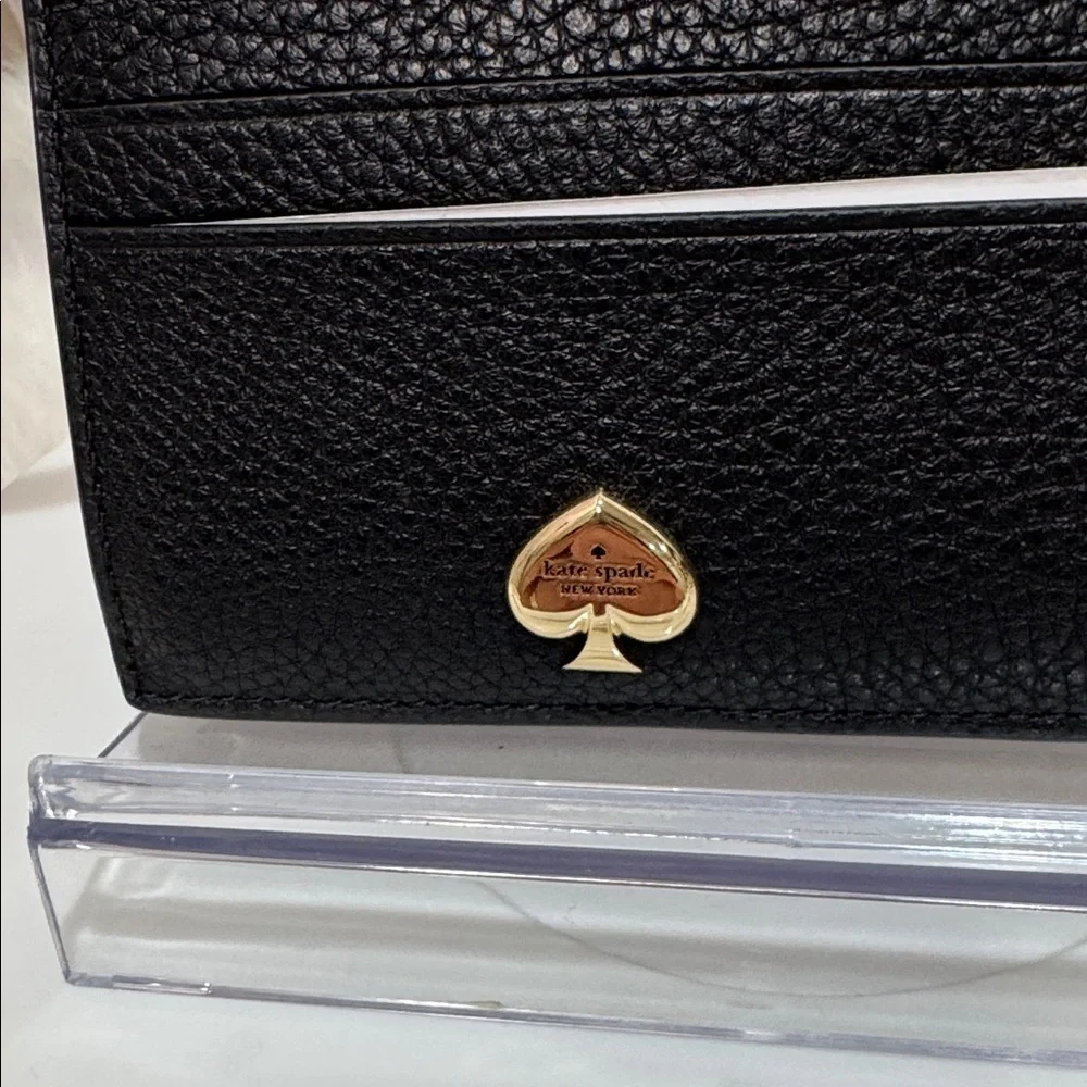 Kate Spade Black Card Wallet with Gold Accent